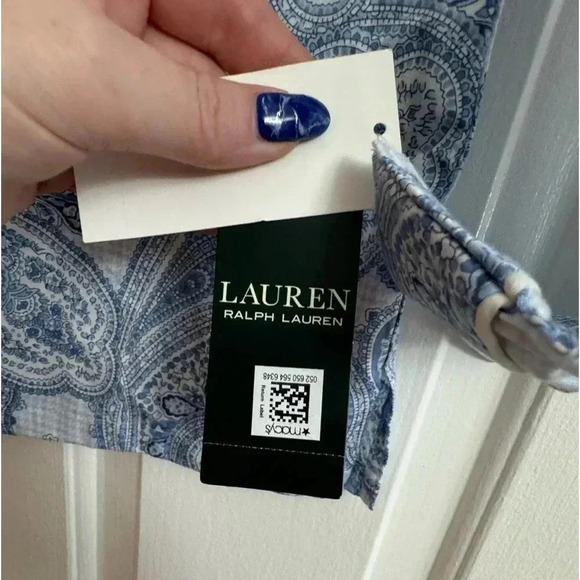 Ralph Lauren Paisley Button Down Cotton Collar Sleep Top XS NWT Preppy Classic - Picture 8 of 15